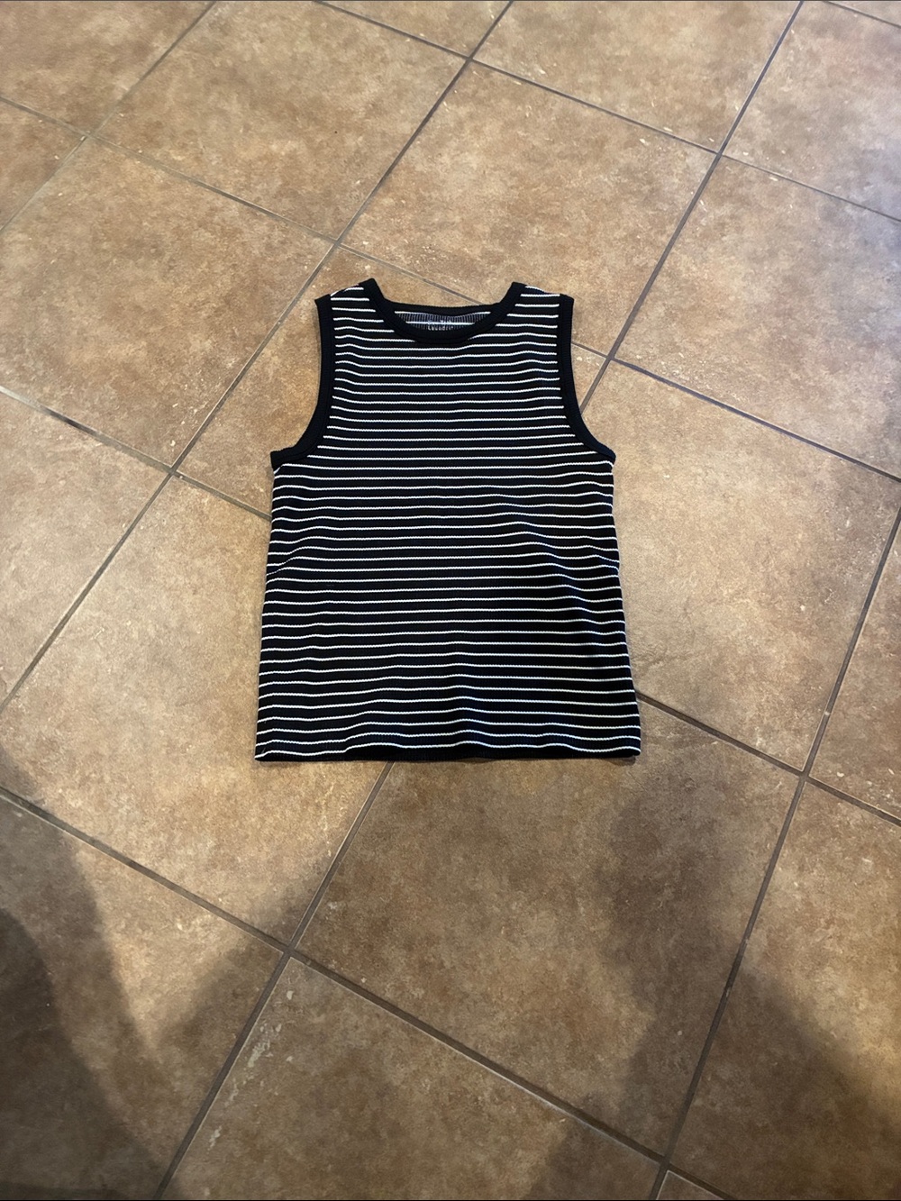 New York Laundry Black and White Striped Sleeveless Tank